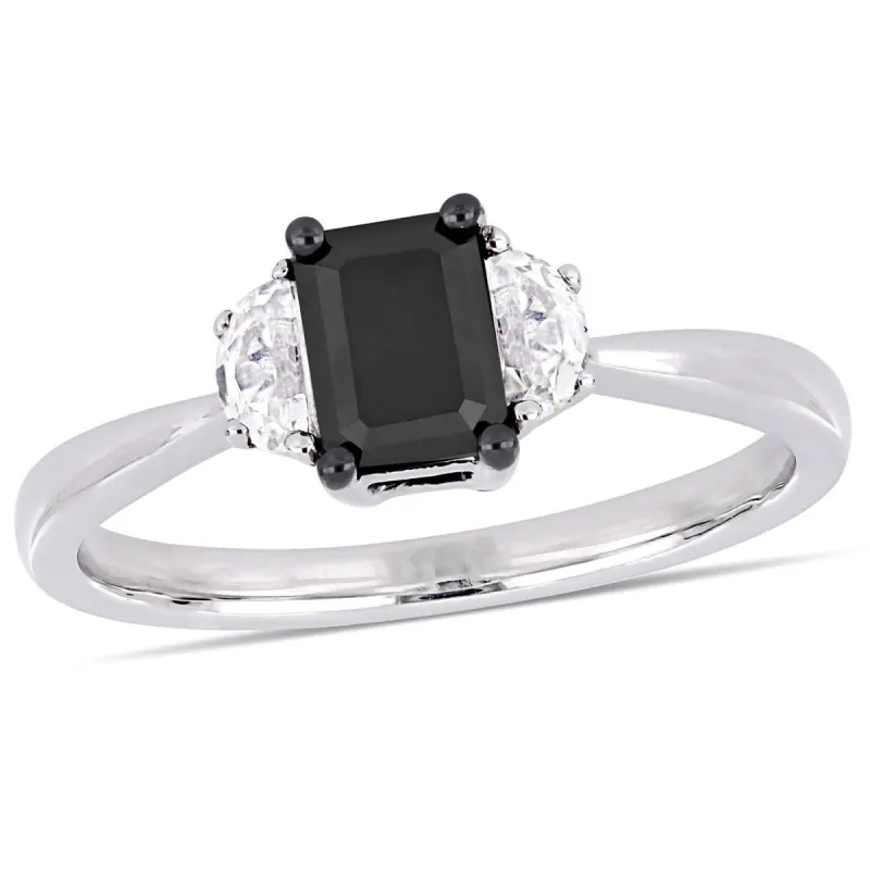 10k White Gold Black Diamond and White Sapphire Ring sold by Lord & Taylor