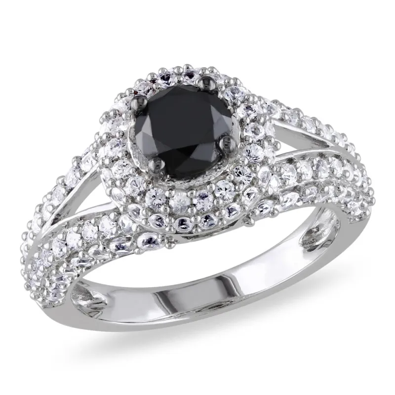Black Diamond and Lab-Created White Sapphire Ring sold by Lord & Taylor
