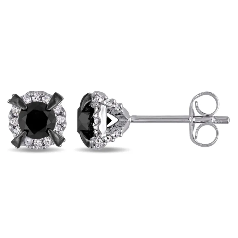 10k White Gold Black and White Diamond Earrings sold by Lord & Taylor