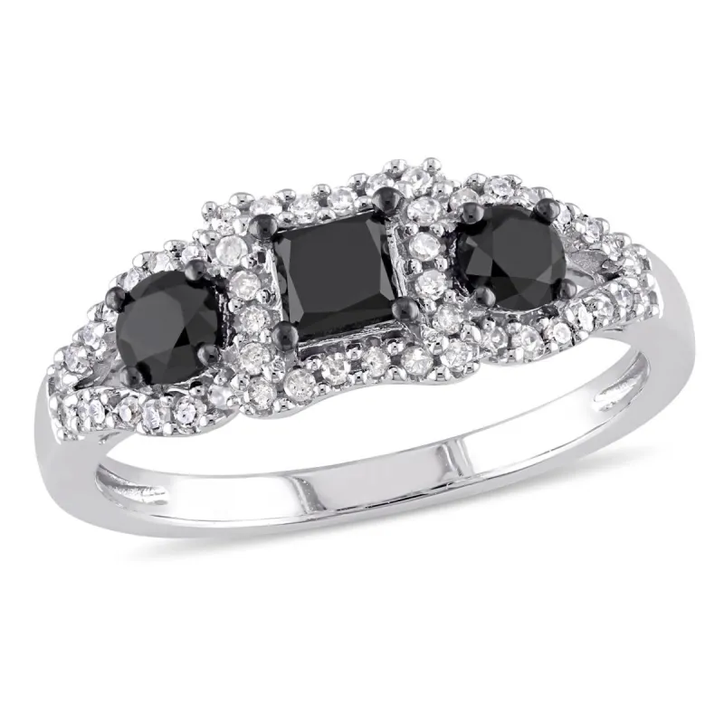 10k White Gold Black and White Diamond Ring sold by Lord & Taylor