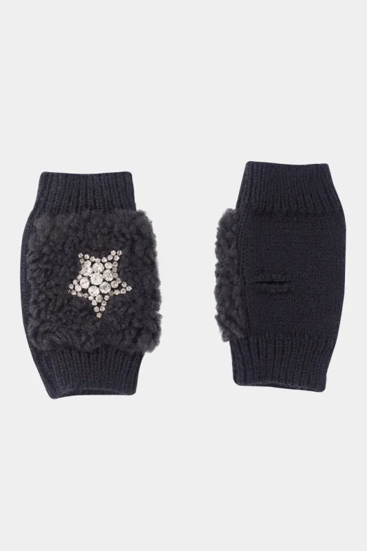 Faux Sherpa Mittens with Star sold by Lord & Taylor