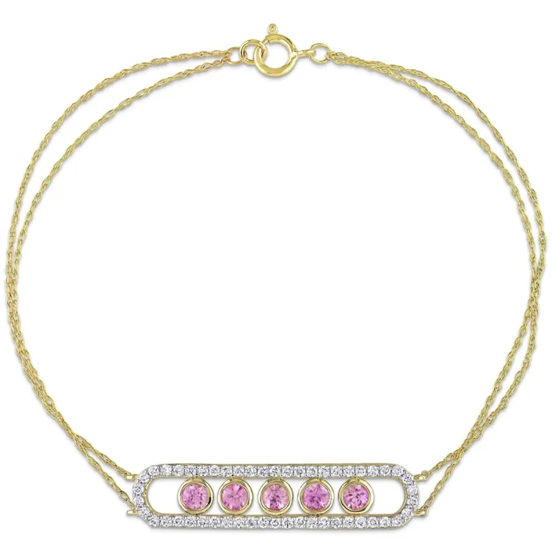 10K Yellow Gold Pink Sapphire and Diamond Bracelet sold by Lord & Taylor