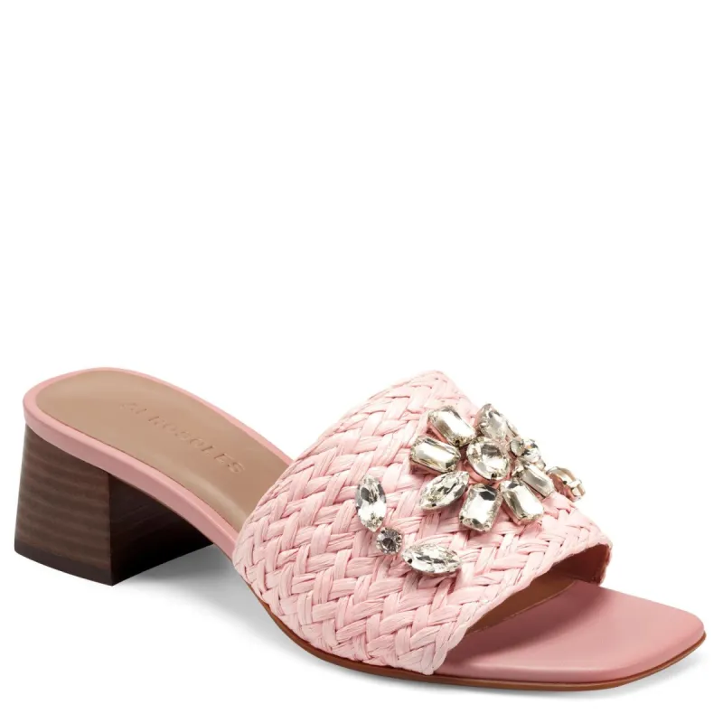 Raffia Square Toe Crystal Sandal sold by Lord & Taylor