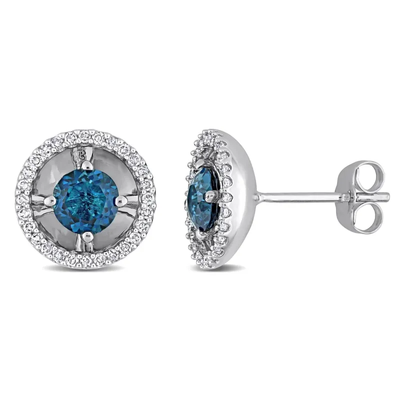 10K White Gold Topaz and Diamond Stud Earrings sold by Lord & Taylor