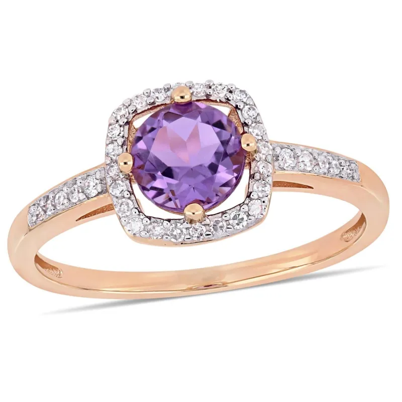 10k Rose Gold Amethyst and Diamond Ring sold by Lord & Taylor