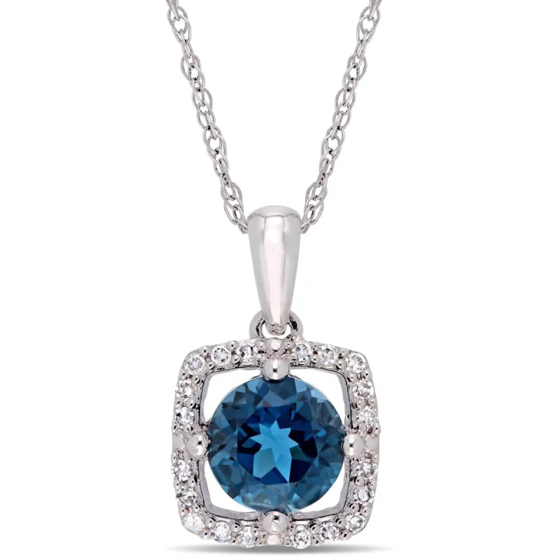 10k White Gold Topaz and Diamond Necklace sold by Lord & Taylor