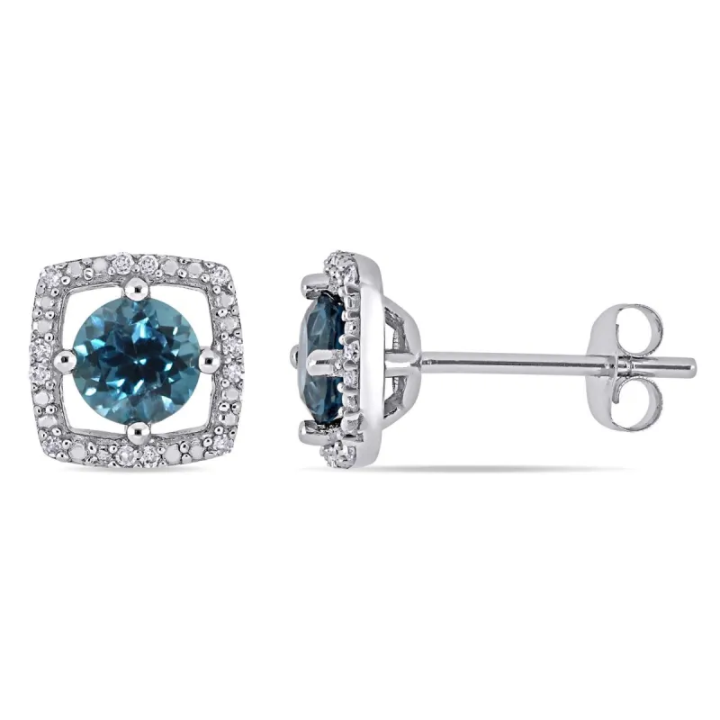 10k White Gold Topaz and Diamond Earrings sold by Lord & Taylor