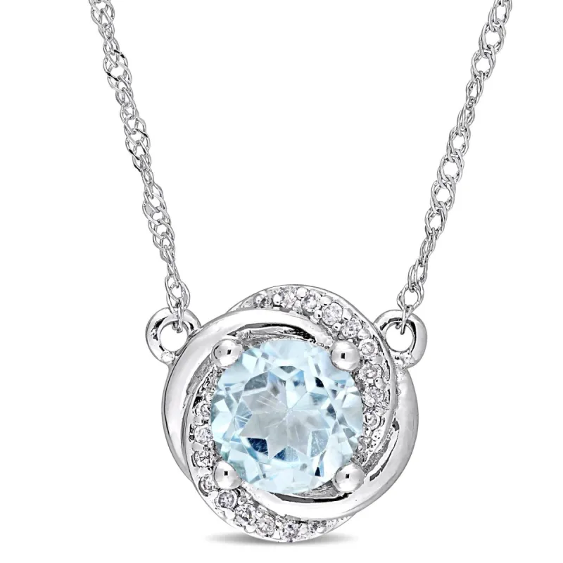 10k White Gold Blue Topaz and Diamond Accent Necklace sold by Lord & Taylor
