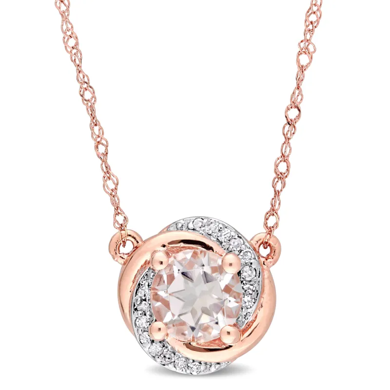 Morganite and Diamond Accent Swirl Halo Necklace sold by Lord & Taylor