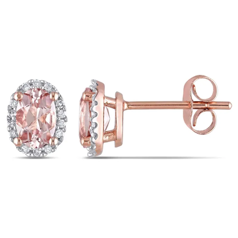 10k Rose Gold Morganite and Diamond  Earrings sold by Lord & Taylor