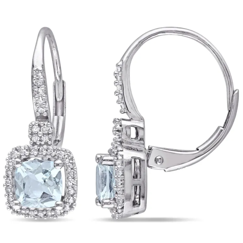 10K White Gold Aquamarine and Diamond Earrings sold by Lord & Taylor