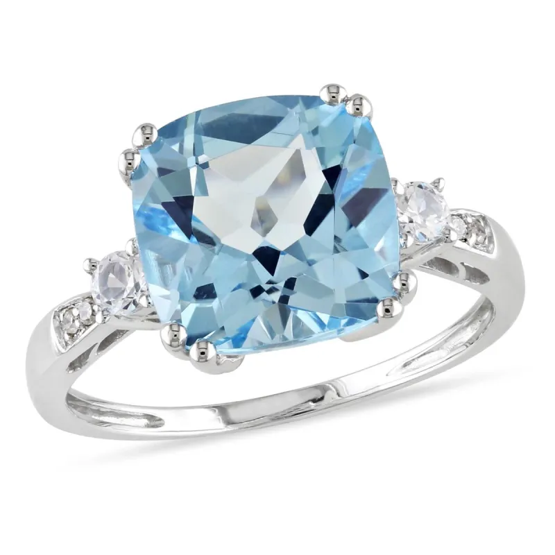 10k White Gold Topaz nad Lab-Created White Sapphire Ring sold by Lord & Taylor