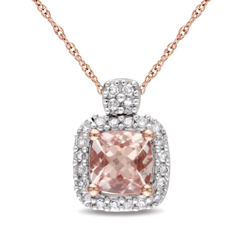 10k Rose Gold Morganite and Diamond Necklace sold by Lord & Taylor