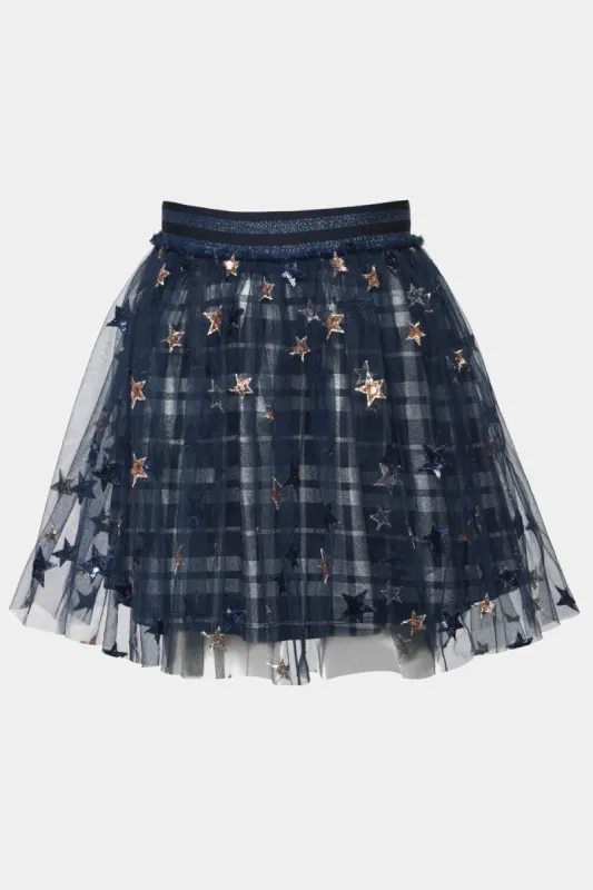 Girls Sequin Star Plaid Underlayer Skirt sold by Lord & Taylor