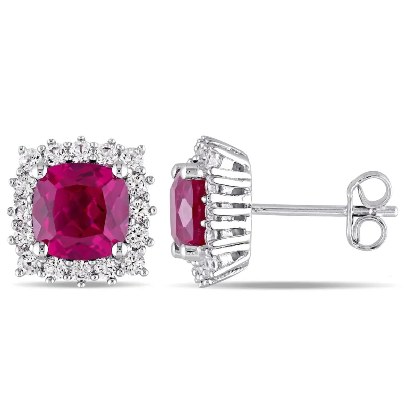 Lab-Created Ruby and Lab-Created White Sapphire Earrings sold by Lord & Taylor