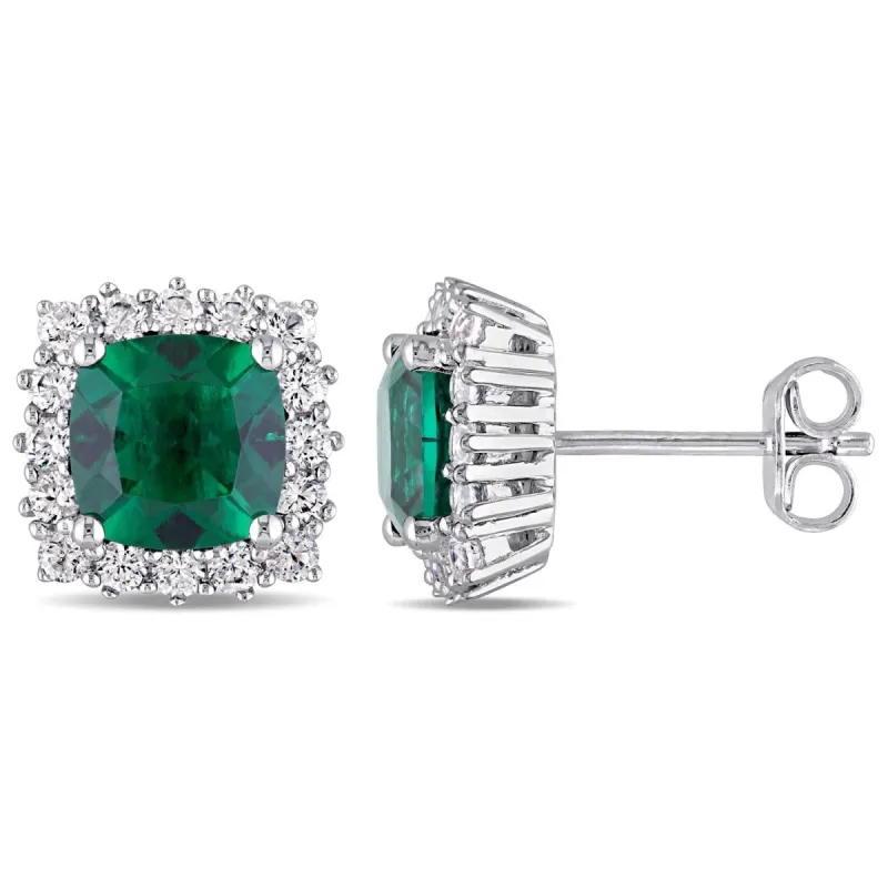 Lab-Created Emerald and Lab-Created White Sapphire Earrings sold by Lord & Taylor
