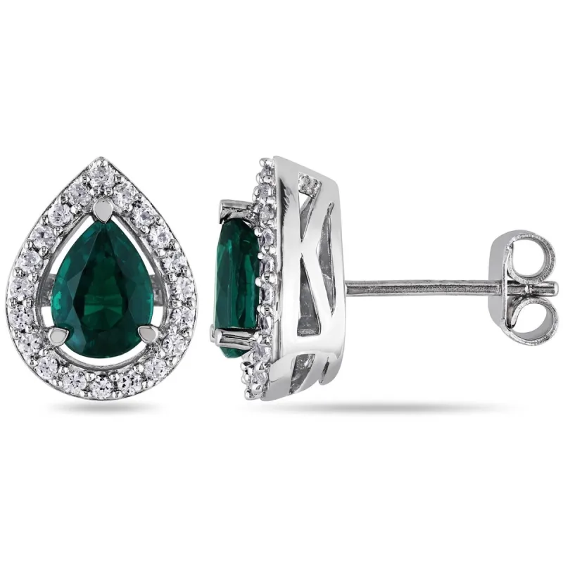 Lab-Created Emerald and Lab-Created White Sapphire Earrings sold by Lord & Taylor