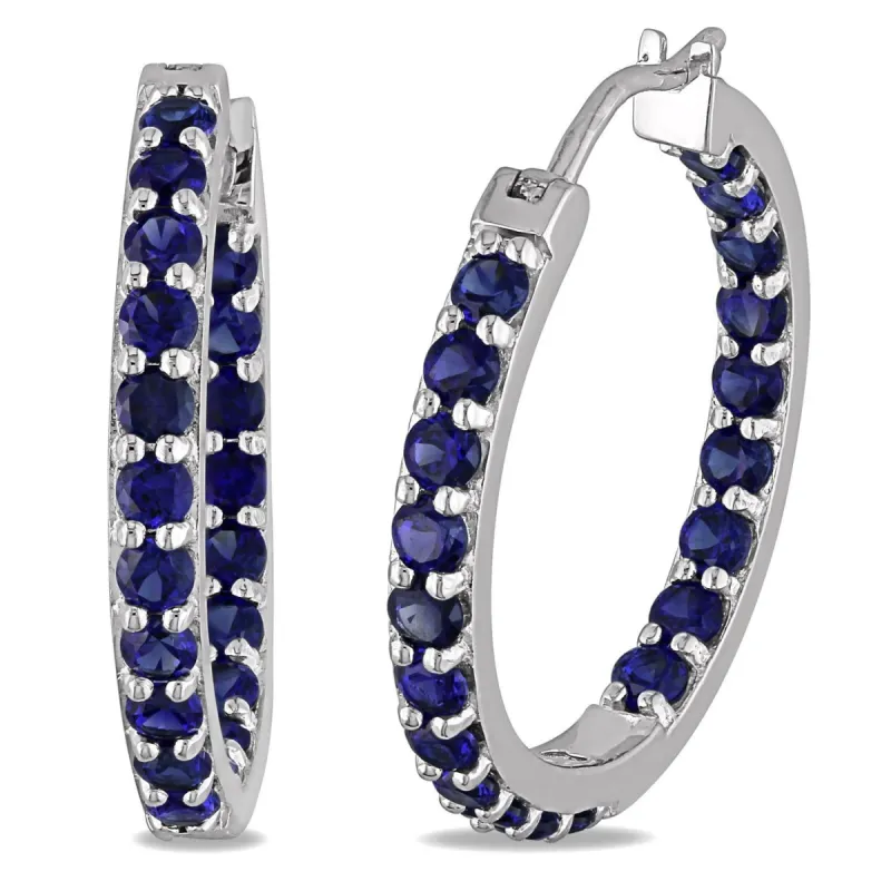 Lab-Created Blue Sapphire Hoop Earrings sold by Lord & Taylor