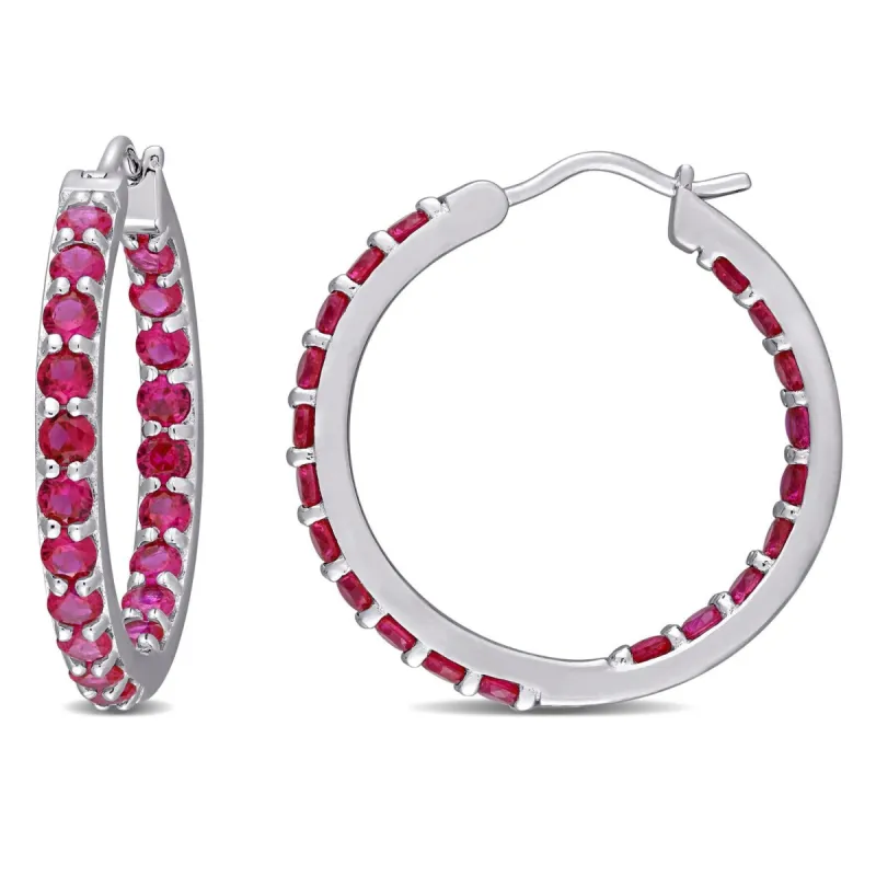 Lab-Created Ruby Hoop Earrings sold by Lord & Taylor
