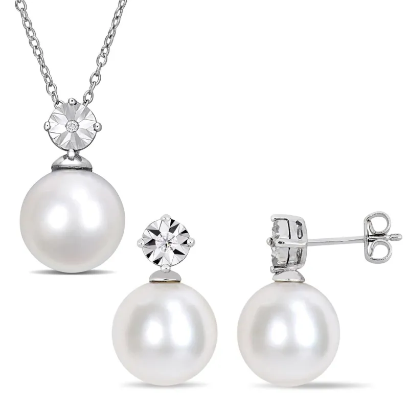 Cultured Freshwater Pearl and Diamond Accent Earrings & Necklace Set sold by Lord & Taylor