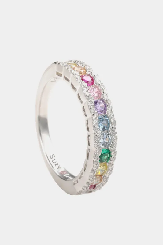 Rainbow Cubic Zirconia Eternity Half Band sold by Lord & Taylor