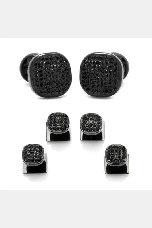 Stainless Steel Crystal Cufflink and Stud Set sold by Lord & Taylor