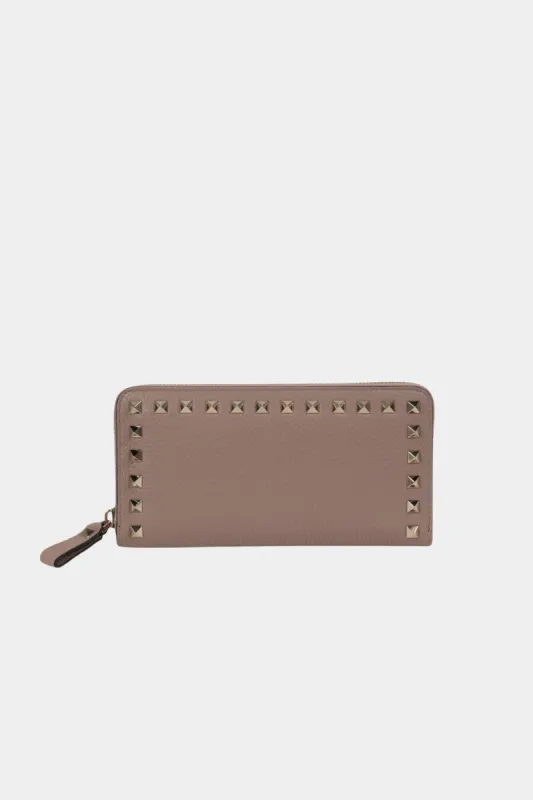 Rockstud Grainy Calfskin Zippered Wallet sold by Lord & Taylor