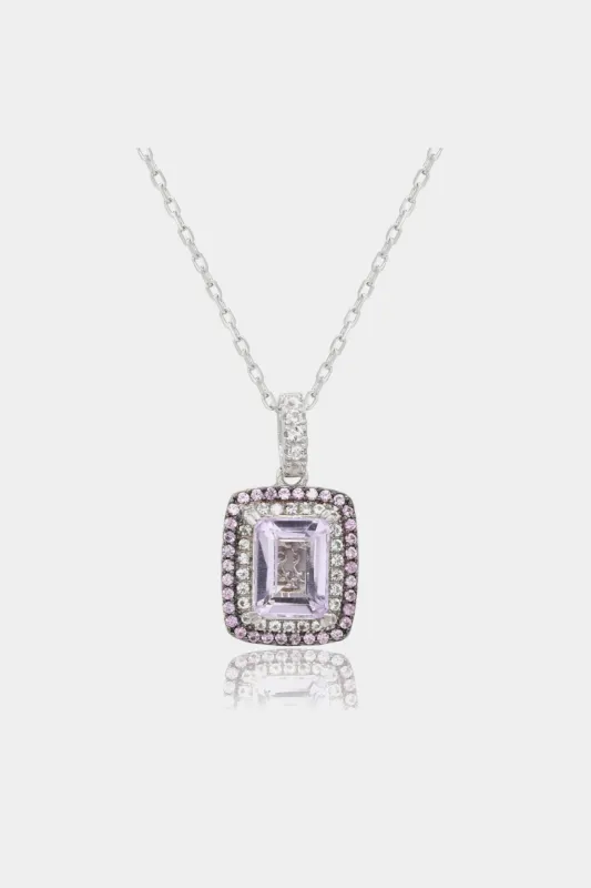 Emerald Cut Amethyst And Sapphire Accent Pendant sold by Lord & Taylor