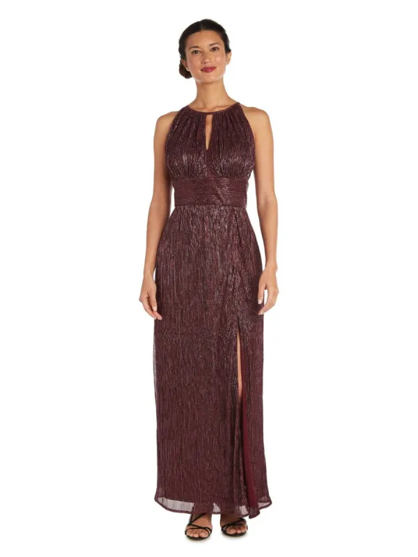 Split Skirt Metallic Halter Gown sold by Lord & Taylor