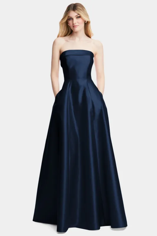 Strapless Bias Cuff Bodice Satin Gown sold by Lord & Taylor