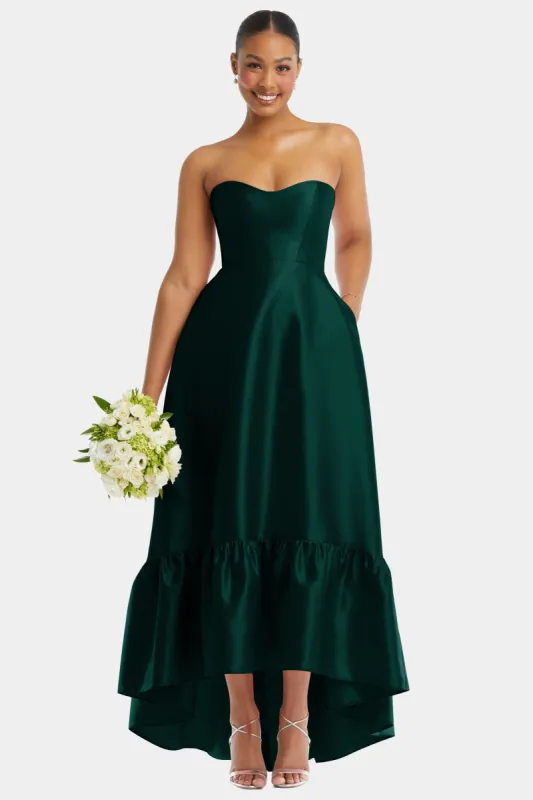Strapless Deep Ruffle Hem High Low Dress sold by Lord & Taylor