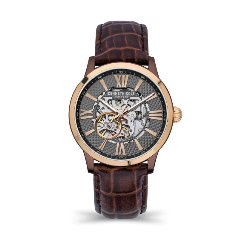 43mm Rose Gold Skeleton Automatic Alligator Leather Strap Watch sold by Lord & Taylor
