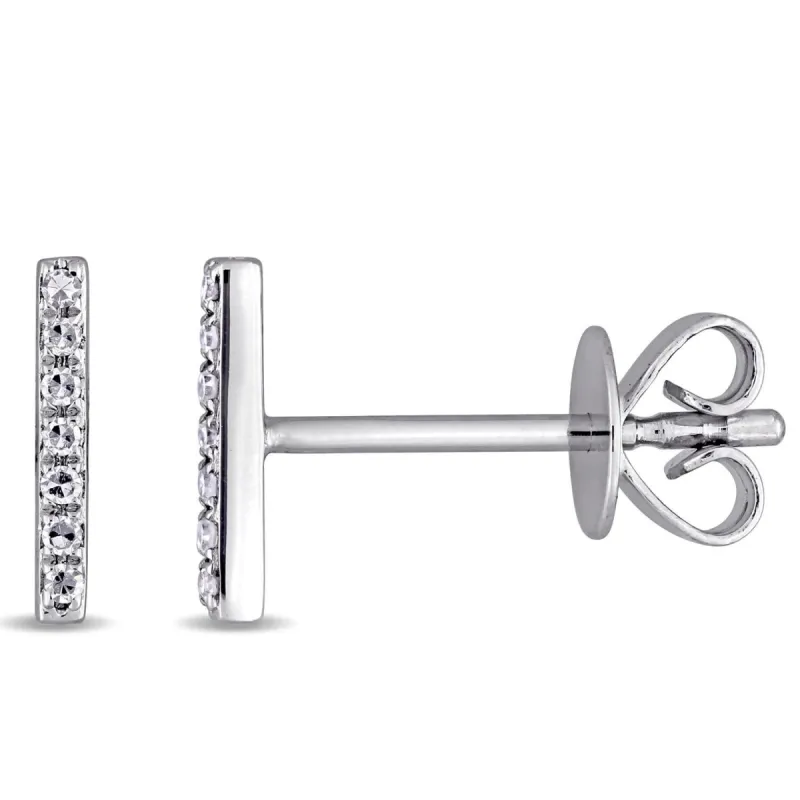 14k White Gold Diamond Bar Earrings sold by Lord & Taylor