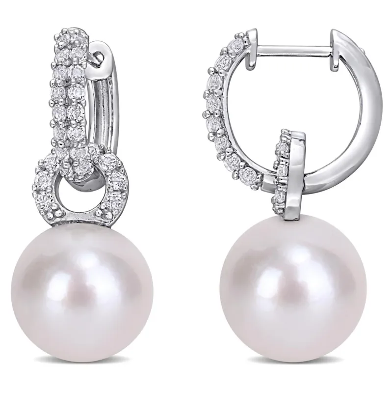 Cultured Freshwater Pearl and White Topaz Earrings sold by Lord & Taylor