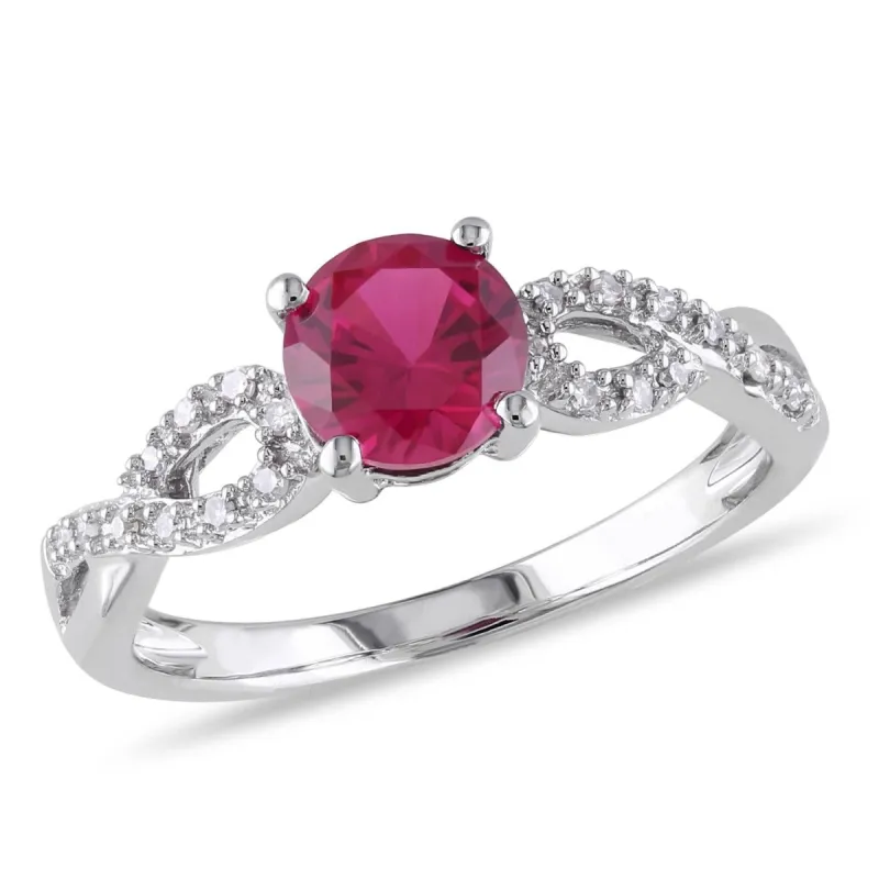 10k White Gold Created Ruby and Diamond Infinity Ring sold by Lord & Taylor