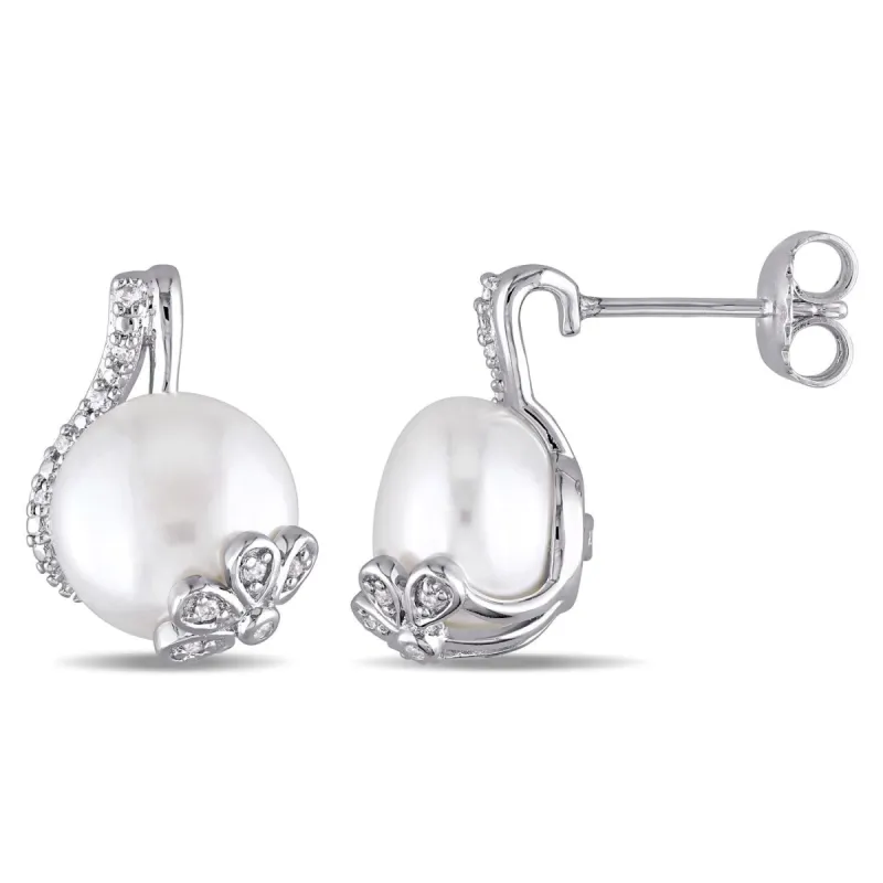 Cultured Freshwater Pearl and Diamond Earrings sold by Lord & Taylor