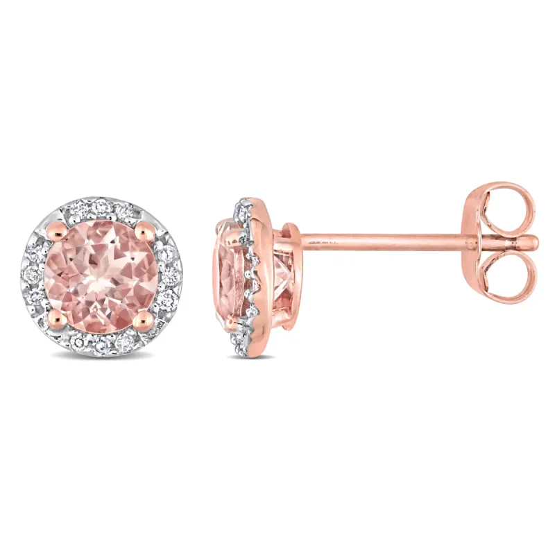 Morganite and Diamond Halo Stud Earrings sold by Lord & Taylor