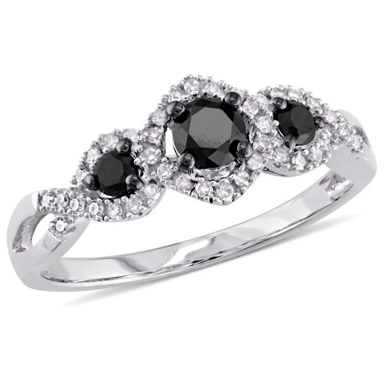 10k White Gold Black and White Diamond Ring sold by Lord & Taylor