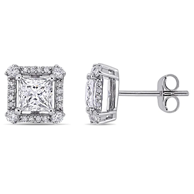 10K White Gold Moissanite & Diamond Earrings sold by Lord & Taylor