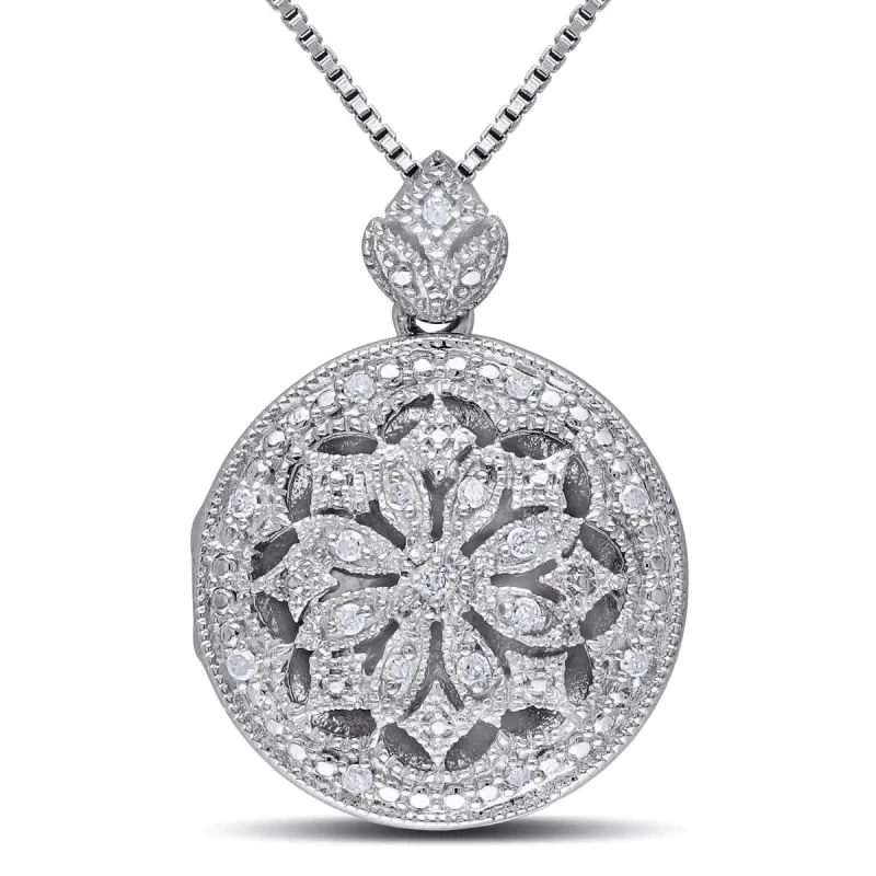 Diamond Floral Locket Necklace sold by Lord & Taylor