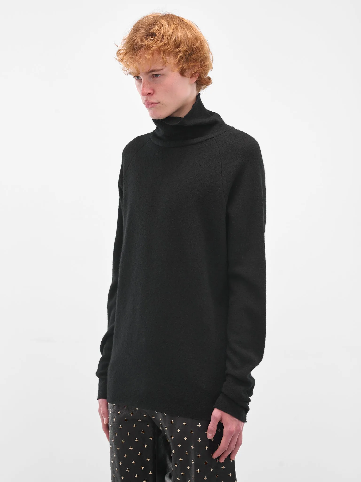 Black Alpaca Raglan Turtleneck Sweater (NT260DT-NWA-BLACK) sold by lorenzo product image thumbnail 2