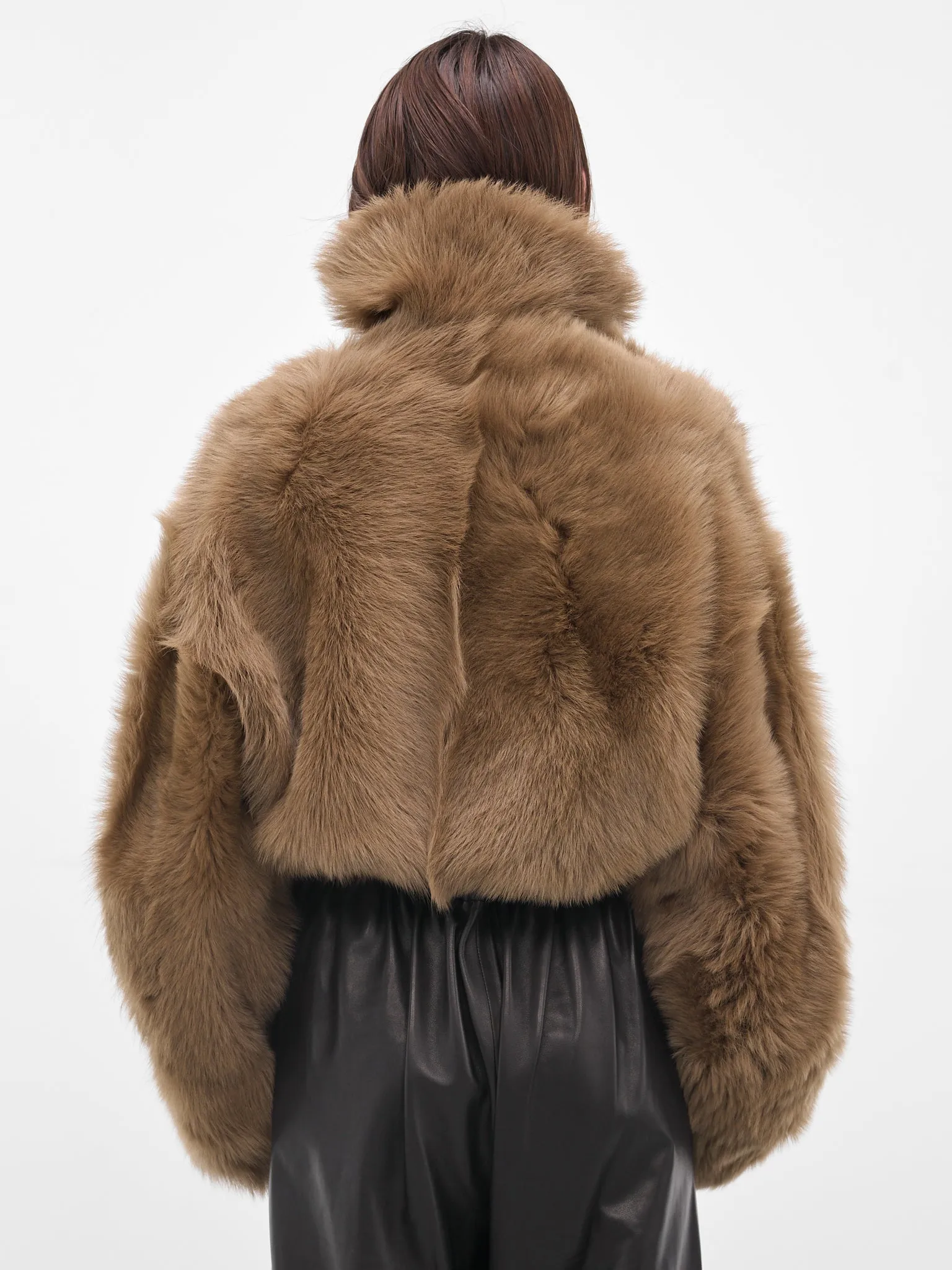 Brown Nebula Oversized Shearling Jacket (F25FM5-NEBULA-KHAKI-GREEN) sold by lorenzo product image thumbnail 3