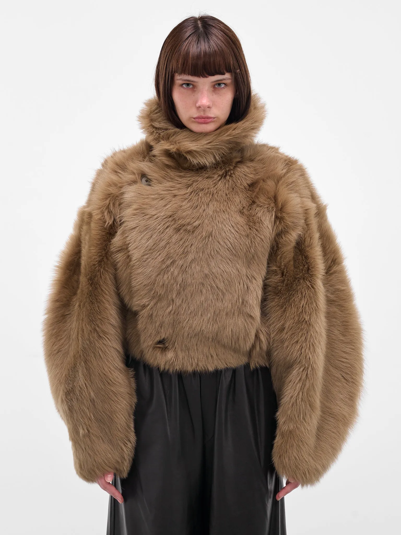 Brown Nebula Oversized Shearling Jacket (F25FM5-NEBULA-KHAKI-GREEN) sold by lorenzo