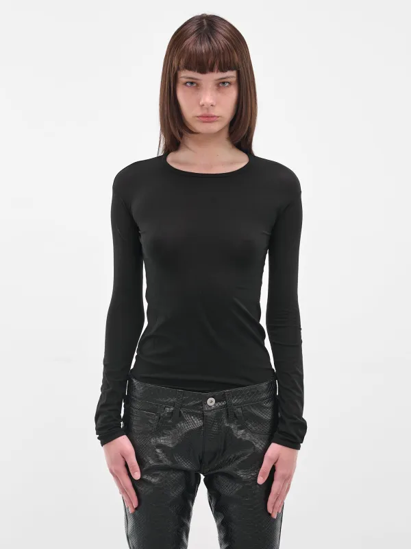 Black Nylon Long Sleeve Tee (JP-T001-051-1-BLACK) made by Junya Watanabe