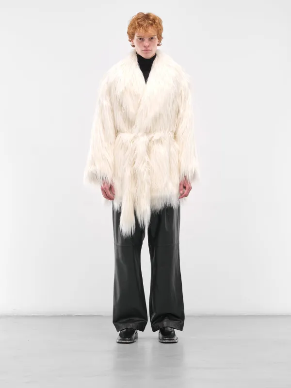 Cream Cropped Belted Fur Coat (ESW-W25-1051-CRS-CREAM) sold by lorenzo