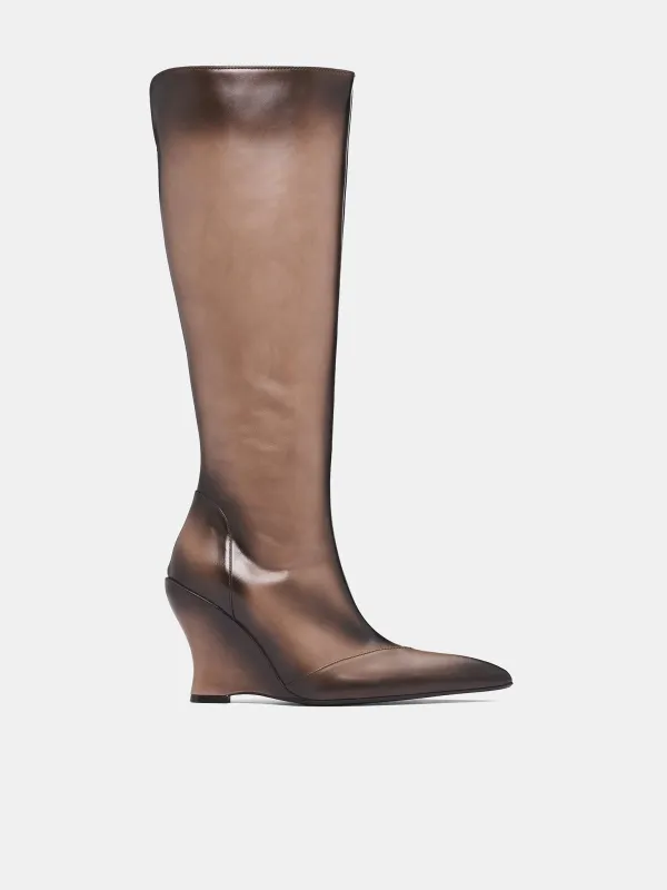 Beige Calf-High Leather Sabaton Boots (SABBO0GR-GREY) sold by lorenzo