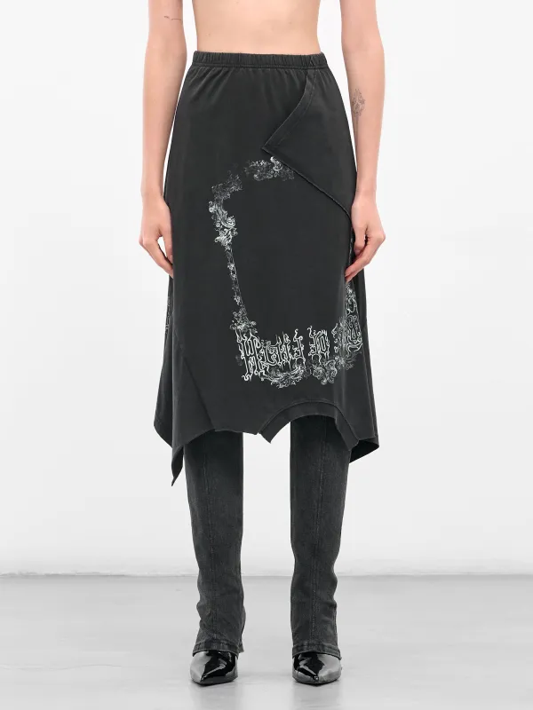 Black Deconstructed Graphic T-Shirt Skirt (WCF76SK690M-WASHED-BLACK) sold by lorenzo