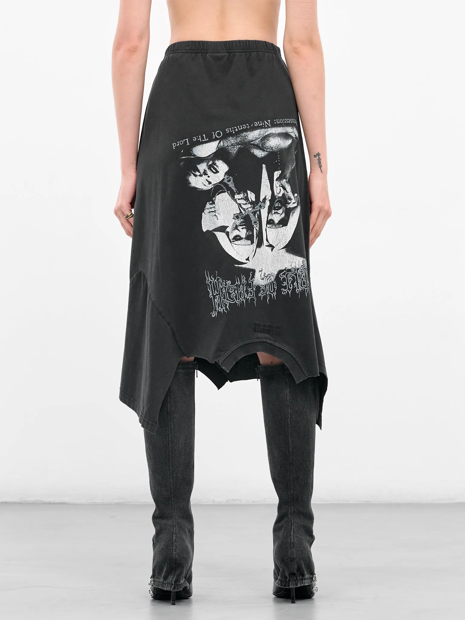 Black Deconstructed Graphic T-Shirt Skirt (WCF76SK690M-WASHED-BLACK) sold by lorenzo product image thumbnail 3