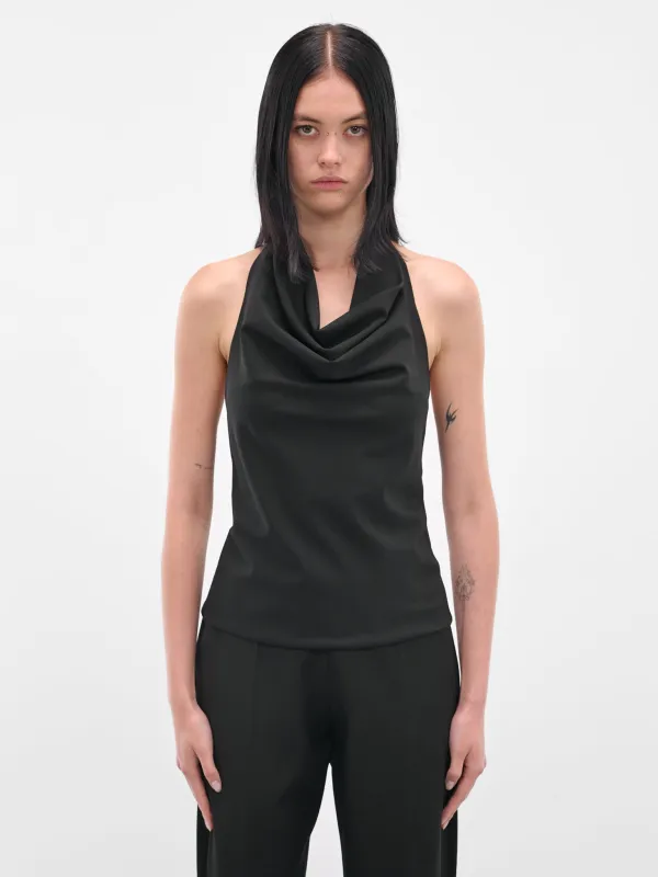 Black Tasselled Cowneck Wool Top (BA4FT06-BLACK) sold by lorenzo