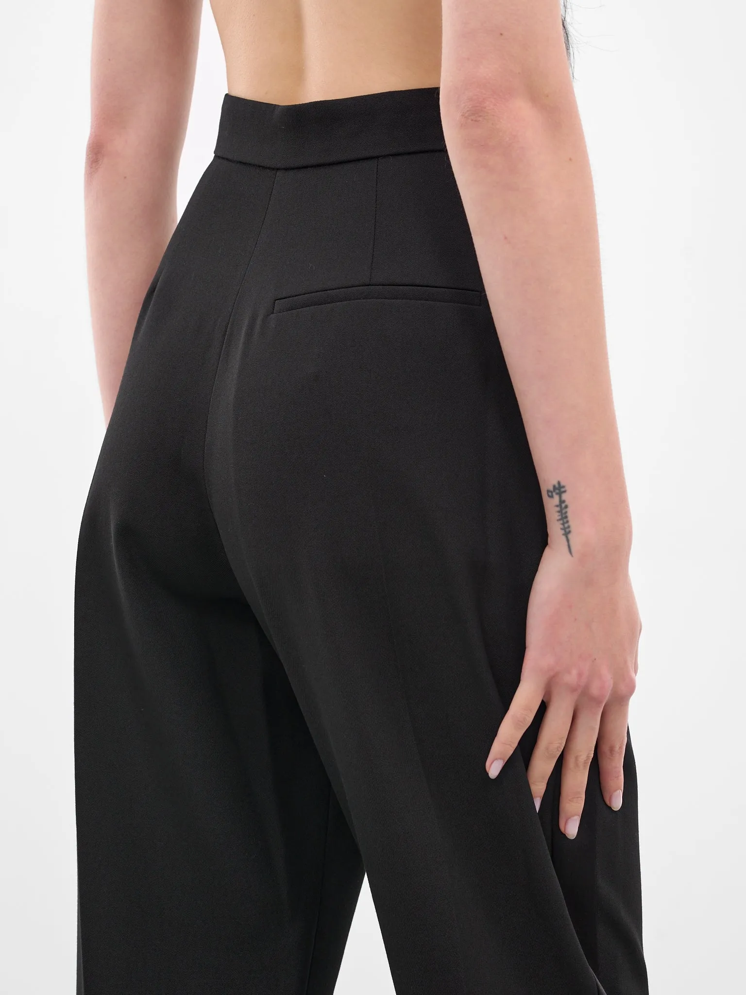 Black Tuxedo Fuseau Wool Trousers (BA4FP12-BLACK) sold by lorenzo product image thumbnail 4